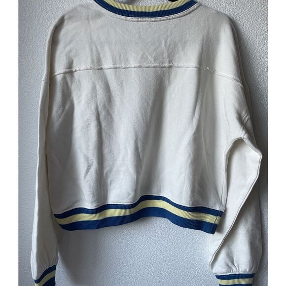New Free People Rio Crop Sweatshirt in Ivory Combo size Large - Picture 8 of 8